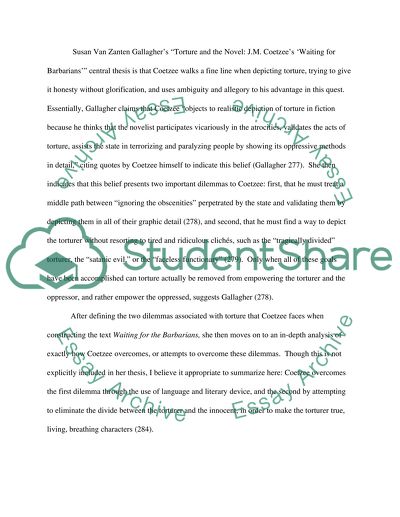 Power nad Privilege in Coetzees Waiting For the Barbarians