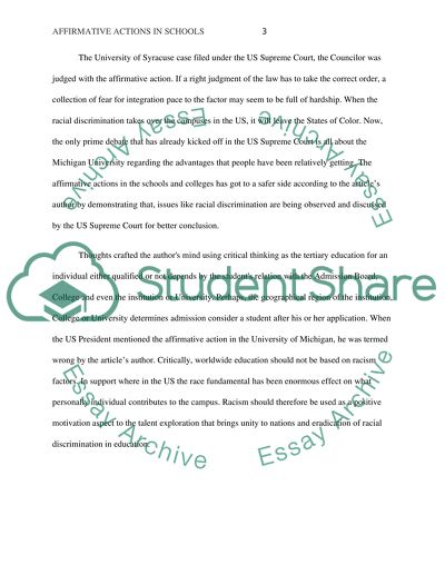 Affirmative Actions in Schools