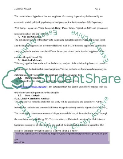 Statistics project what factors affects the happiness of a country