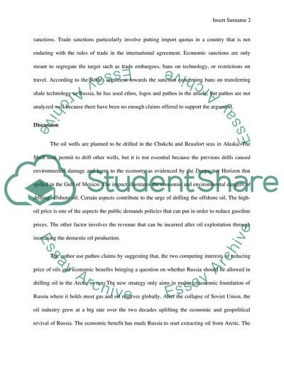 Sanctions against Russia for Drilling Oil