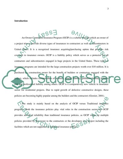 Owner Controlled Insurance Programs versus Traditional Insurance Programs