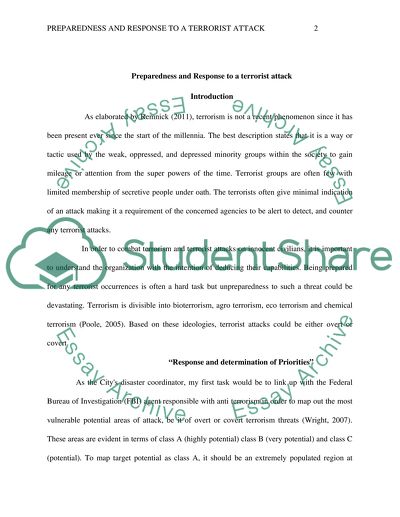 Preparedness and Response to a Terrorist Attack