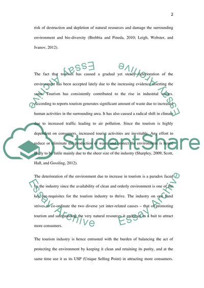 Tourism and environment in conflict