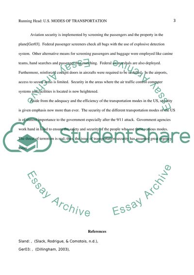 Develop an analysis on US modes of transportaation and security