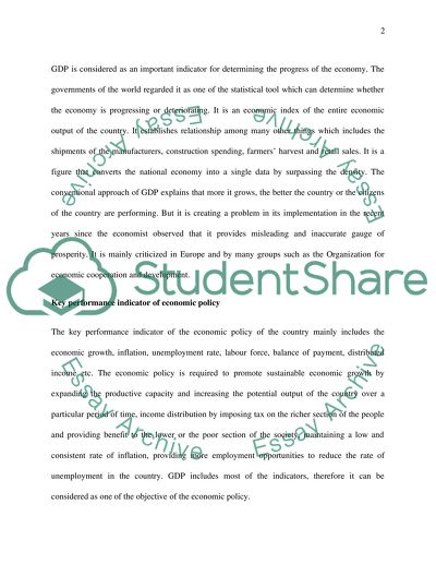The importance of GDP indicator for assessing the effectiveness of the economic policies