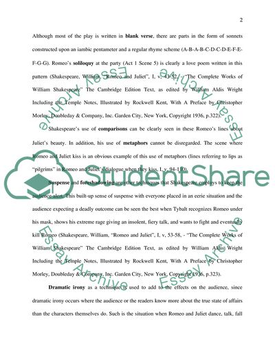 How does shakespeare use dramatic techniques in act 1 scene 5 of romeo and juliet what are the effects of these techniques on the audience