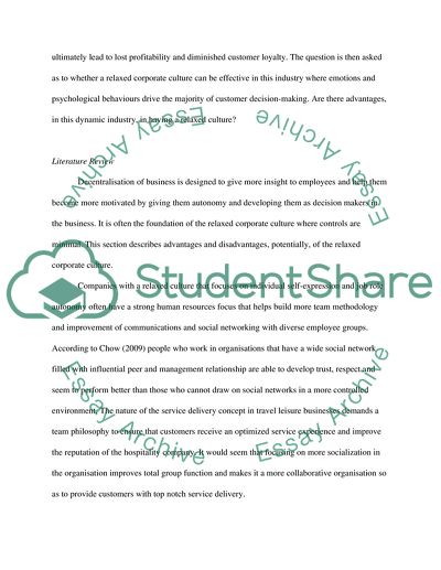 Evaluation of the Effectiveness of a Relaxed Corporate Culture