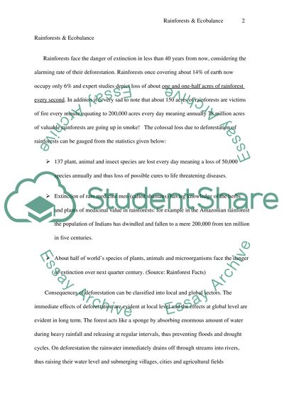 Preservation of rainforests & maintaining ecobalance