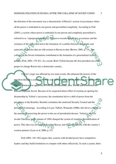 Democratization in Russia after the collapse of Soviet Union