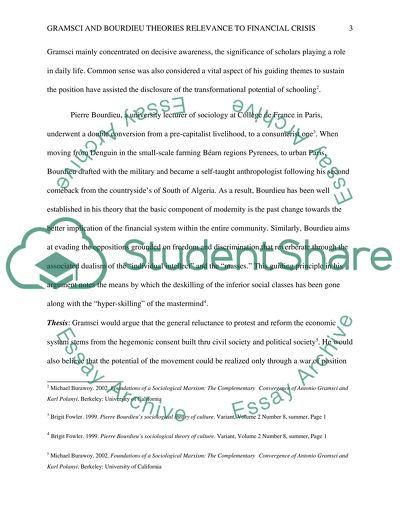 Gramsci and Bourdieu Theories Relevance to Financial Crisis