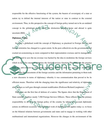 Changes in Foreign Policy and Diplomacy