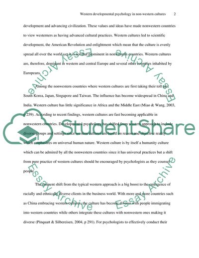 Western Developmental Psychology In Non-Western Cultures