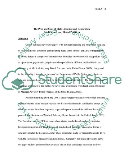 Pros and Cons of State Licensing and Renewal of Medical Advisory Board Practices