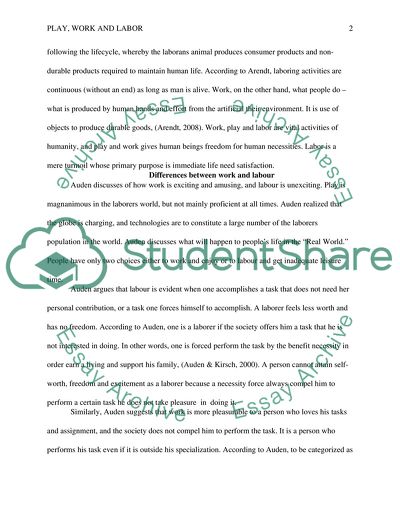 Play, Work and Labor