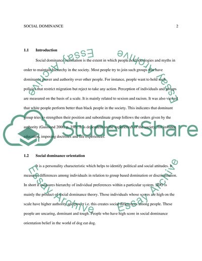 Orientation towards Social Dominance in Society