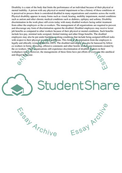 The Issue of Disability at Workplaces