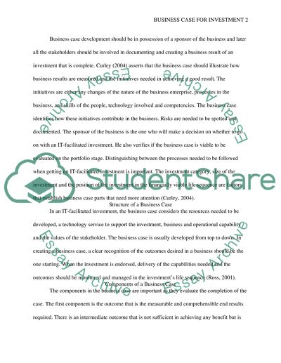 Business Case for Investment