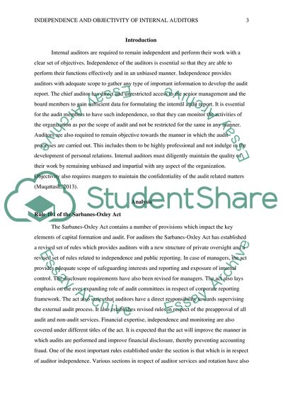 Independence and Objectivity of Internal Auditors