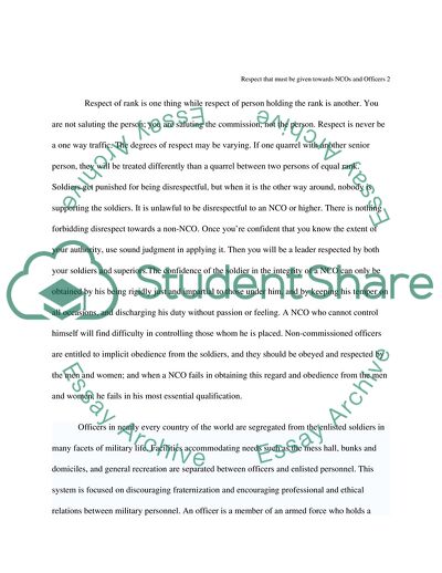 Respect Towards NCOs and Officers