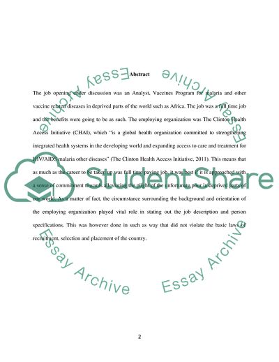 The Job Description and Person Specification