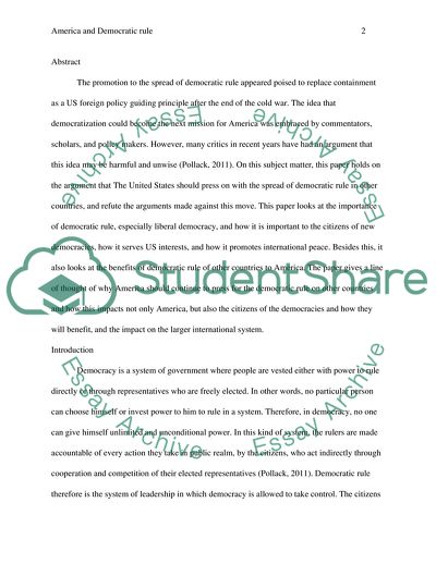 America and Democratic Rule