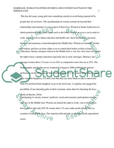 Marriage, Woman Wanting Divorce, and Custody Battles in the Middle East