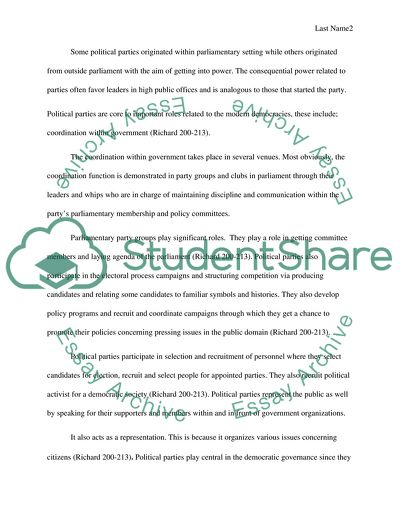 Political Culture - Parties and Governance