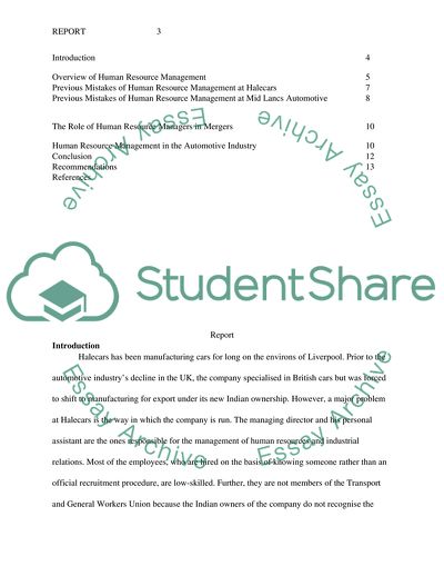 Mistakes of Human Resource Management at Mid Lancs Automotive