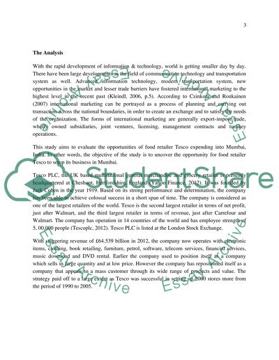 The Opportunities of Food Retailer Tesco Expanding into Mumbai of India