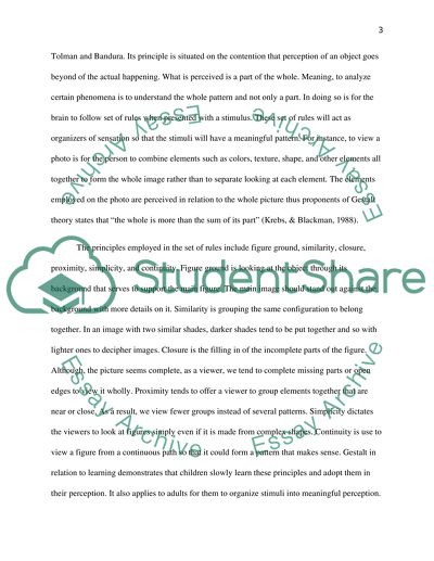 Principles of Gestalt, Piaget, Tolman, and Banduras Theory