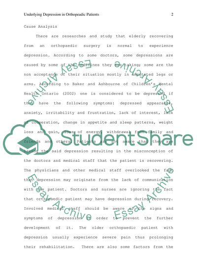 Underlying depression in orthopedic patients