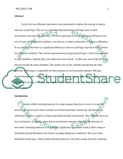 The Concept of Kinesis and Taxis on Pill Bugs