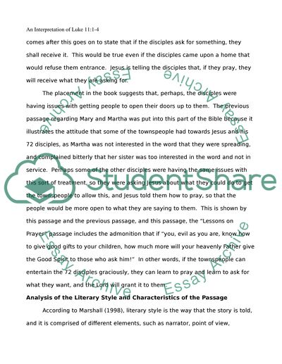 An Interpretation of Luke 11:1-4