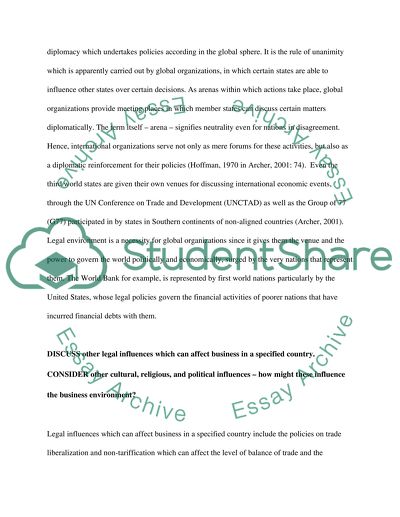 Legal Environment for Global Organizations