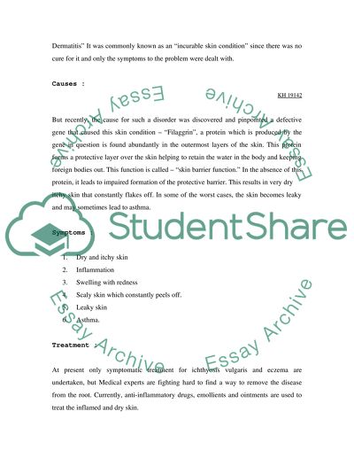 Case Study Hypersensitivity to the skin