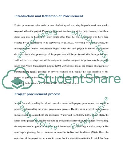 Value by Outsourcing in Project and Business