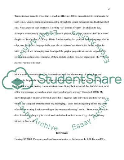 Effect of modern technology texting and languages in academic communication language
