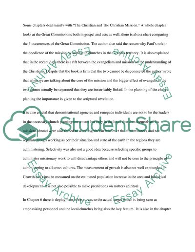 Planting Churches Cross-Culturally Critique