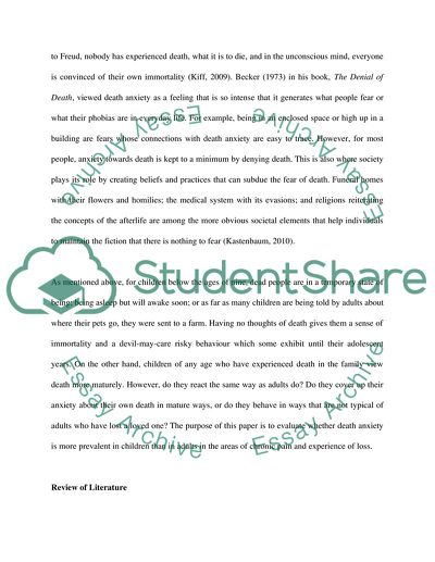 Is Death Anxiety More Prevalent in Children than in Adults