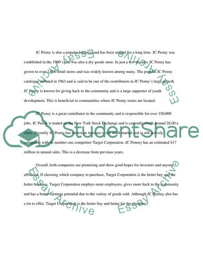 Executive Summary of Target Corp. and JCPenney