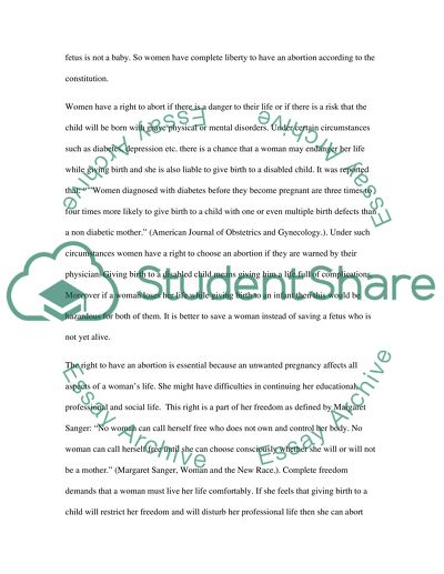 A womans right to choose abortion