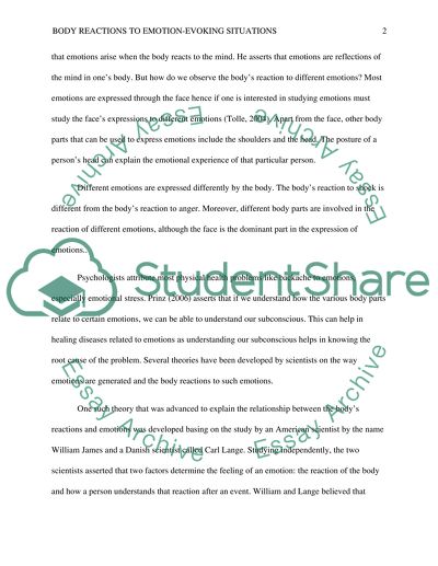 Body Reactions to Emotion Evoking Situations