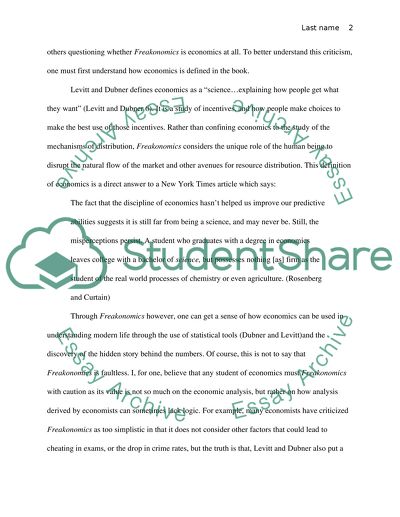 Book report about Freakonomics, by Steven Levitt and Stephen Dubner