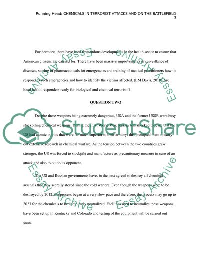 USING CHEMICALS IN TERRORIST ATTACKS AND ON THE BATTLE FIELD