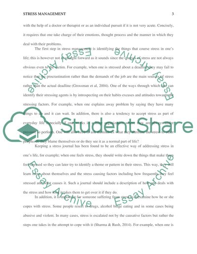 Stress Reduction Intervention and Management