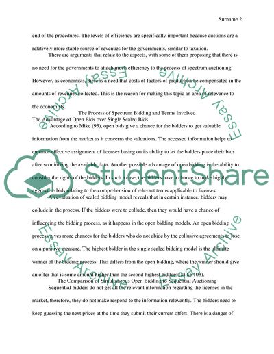 Marketing Analysis - The Process of Spectrum Auctioning
