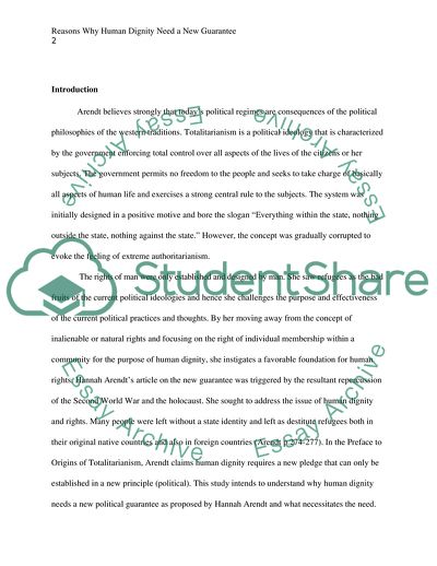 Totalitarianism: Reasons Why Human Dignity Need a New Guarantee