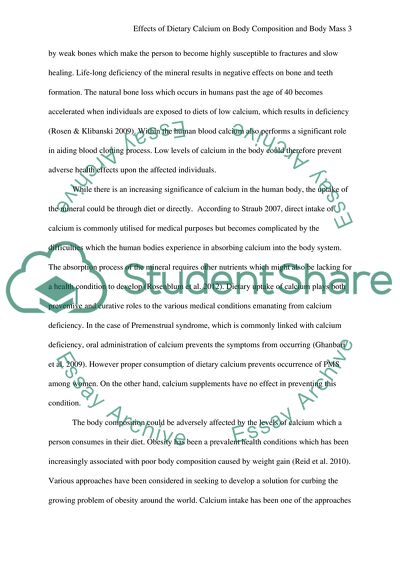Effects of Dietary Calcium on Body Composition and Body Mass
