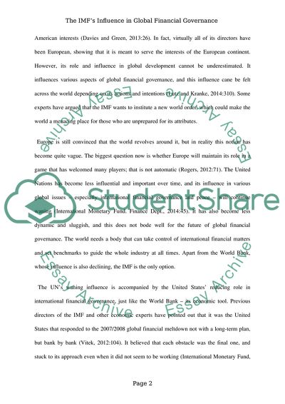 The IMFs Influence in Global Financial Governance