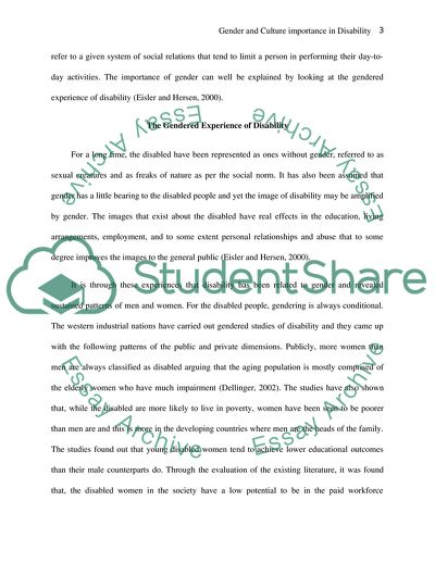 Gender and Culture Importance in Disability